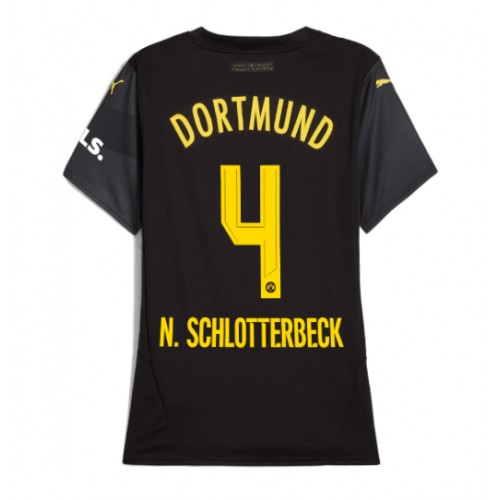 Fotballdrakt Dame Borussia Dortmund Nico Schlotterbeck #4 Bortedrakt 2024-25 Kortermet